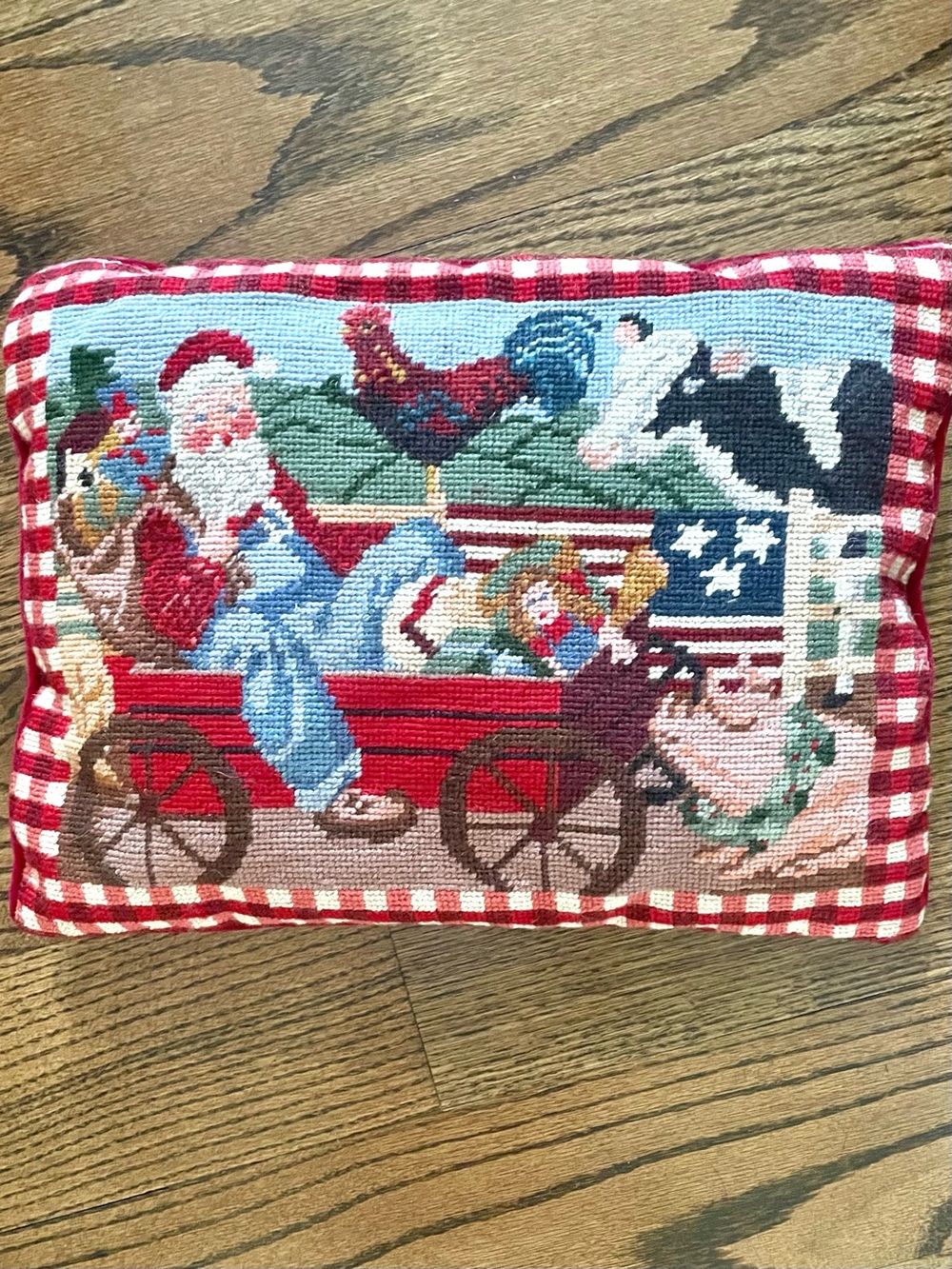 Festive Christmas Needlepoint Pillow